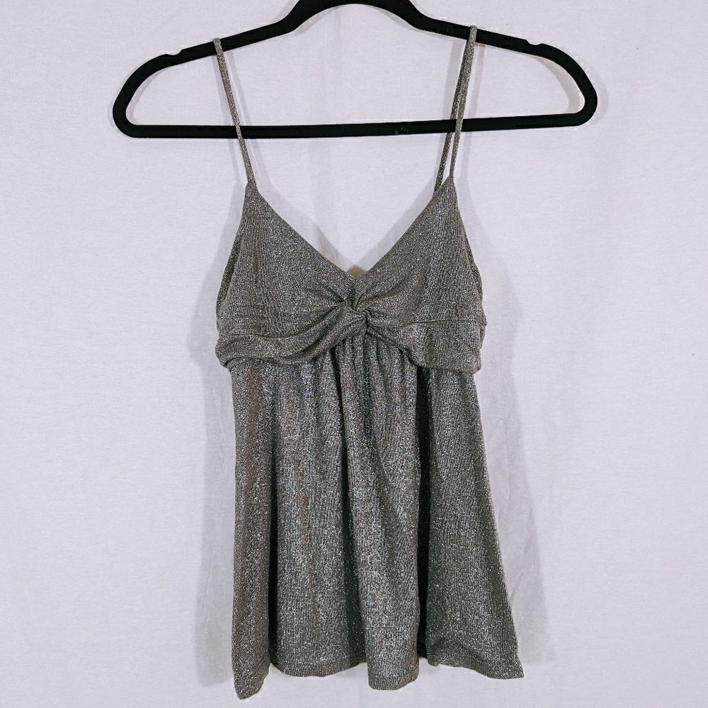 Papaya Gray/Silver Glitter Y2K Spaghetti Strap Top Size S